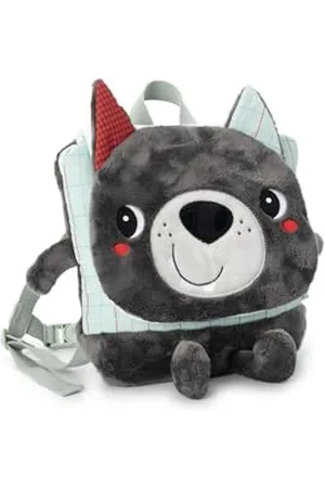 Lilliputiens Soft Backpack for Kids - Louis the Wolf - Comfortable and Fun with Colorful Details - Perfect for Daycare and Outings - Stimulates Imagination - From 10 Months - 84483