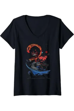 Avatar Womens The Last Airbender Air Water And Fire Signs V-Neck T-Shirt