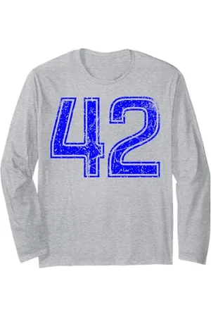 Sports Legendz Vintage Number #42 Sport Blue Varsity Number Long Sleeve T-Shirt