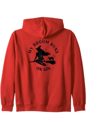 Cheeky Witch My Broom Runs On Gin Pagan Wiccan Zip Hoodie