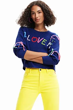 Desigual I Love Me Chunky Knit Slouchy Sweater /Striped 23SWJF38