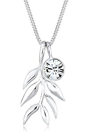 Elli Women 925 Sterling Leaf Crystal Necklace Crystal Necklace of Length 45cm