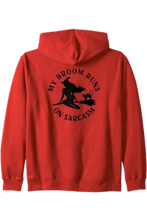 Cheeky Witch My Broom Runs On Sarcasm Pagan Wiccan Zip Hoodie
