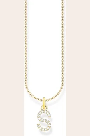 Thomas Sabo Letter S Necklace 925 Sterling Silver with Zirconia KE2258-051-14
