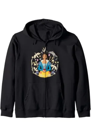 Disney Snow White Among Flora And Fauna Distressed Portrait Zip Hoodie