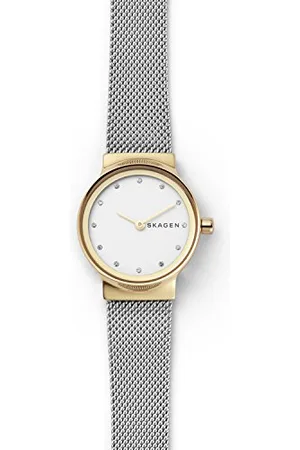 Skagen Watch for Women Freja Lille, Two Hand Movement, 26 mm Gold Stainless Steel Case with a Stainless Steel Mesh Strap, SKW2666