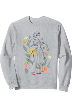 Disney Snow White With Apple Surrounded By Colorful Flowers Sweatshirt