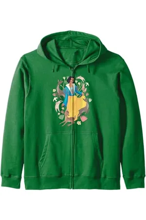Disney Snow White Posing Among Bunnies And Deer Portrait Zip Hoodie