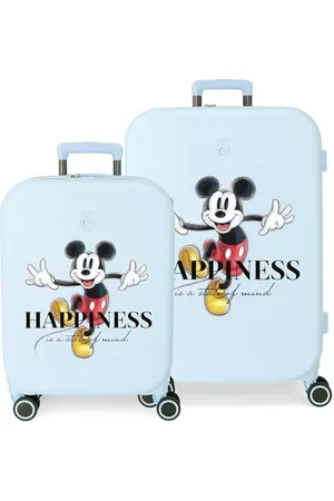 Disney Mickey Happiness Blue Suitcase Set 55/70 cm Rigid ABS Integrated TSA Closure 116L 7.54 kg 4 Double Wheels Hand Luggage
