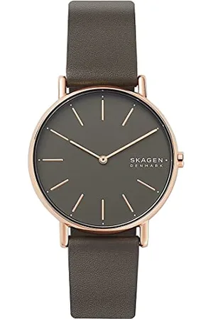Skagen Watch for Women Signatur, Two Hand Movement, 38 mm Rose Gold Stainless Steel Case with a Eco Leather Strap, SKW2794