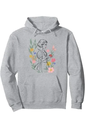 Disney Snow White With Apple Among Colorful Flowers Portrait Pullover Hoodie