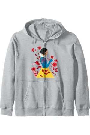 Disney Snow White With Apple Surrounded By Flowers Portrait Zip Hoodie