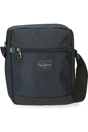 Pepe Jeans Green Bay Messenger Bag Tablet Holder Blue 23 x 27 x 7 cm Polyester and PU, , One Size, Shoulder Bag Holder Tablet