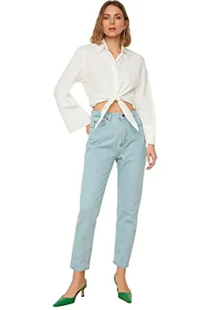 Trendyol Women High Waist Straight Leg Mom Jeans