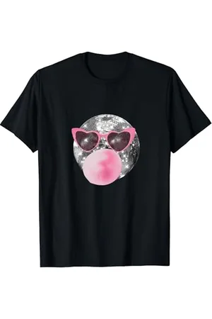 Random Galaxy Disco Ball Pink Bubble Gum Heart Sunglasses T-Shirt