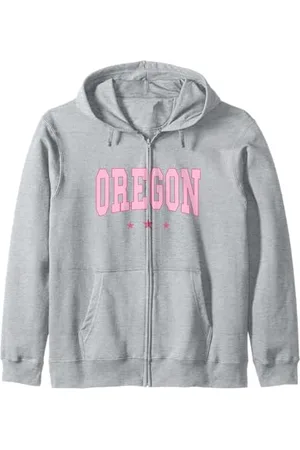 Graphic Club Inc. OREGON - Preppy Varsity Pink - Throwback Design - Classic Zip Hoodie