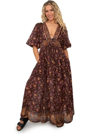Free People Lysette Maxi Dress - Chocolate Combo - M