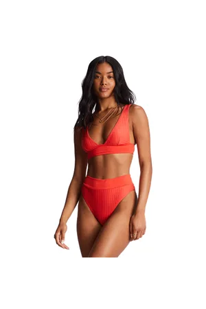 Billabong Lined Up Remi Plunge Bikini Top - Bright Poppy - XS