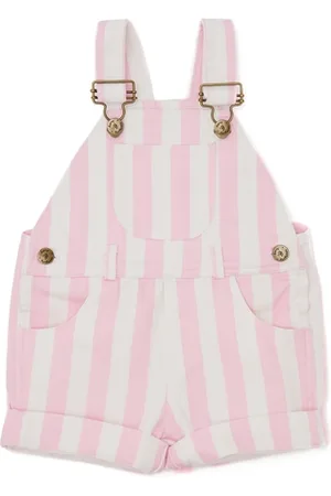 Dotty Dungarees Faded Stonewash Stripe Dungaree Shorts - - 3-4 YRS