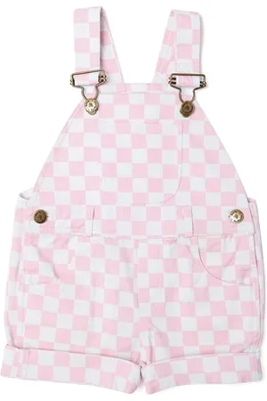 Dotty Dungarees Checkerboard Dungaree Shorts - - 4-5 YRS