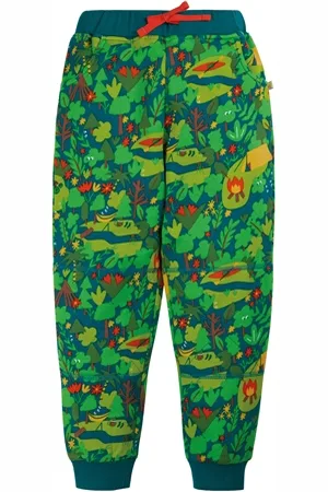 Frugi Print Snuggle Joggers - Deep Spruce Camping - 4-5 YRS