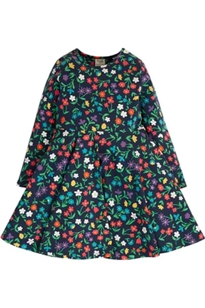Frugi Girls Sofia Skater Dress - Indigo Wild Flowers - 2-3 YRS