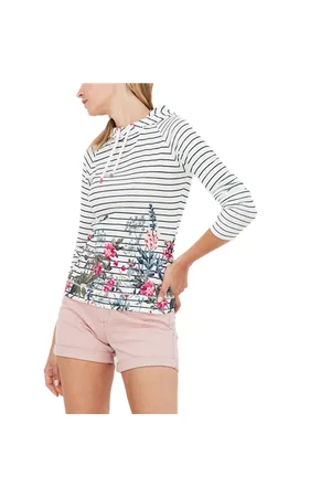Joules Marlston Print Hoody - Botanical Boarder Stripe - UK 16