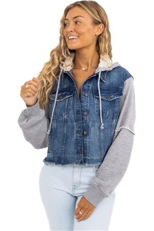 Free People Throwback Denim Jacket - Deep Sea - XS