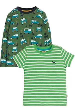 Frugi Whatever Weather T-Shirt (2 Pack) - Khaki Off Road - 3-4 YRS