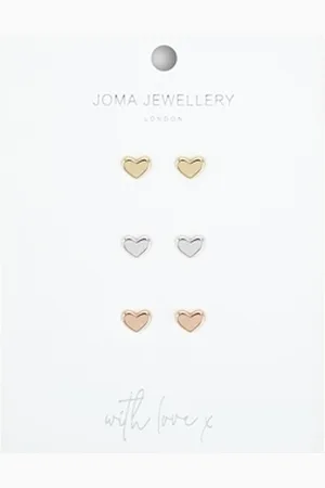 Joma Jewellery Florence Heart Stud Earrings - & Gold