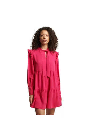 Superdry Studios Tiered Mini Dress - Highland Berry - UK 10
