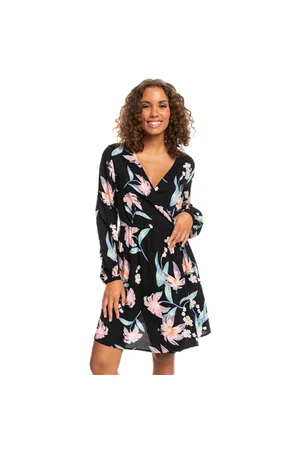 Roxy Party Waves Printed Dress - Anthracite Paradise Found - S