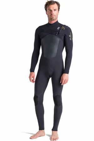 C-Skins Rewired 4/3mm Chest Zip Wetsuit - Anthracite, X & Saffron - MS