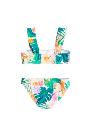 Roxy Paradisiac Island Bralette Bikini Set - Mint Tropical Trails - 3 YRS
