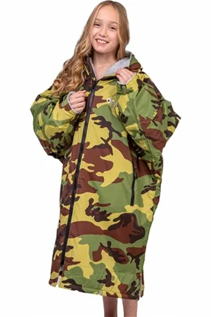 Dryrobe Kids Advance Long Sleeved - Camo & Grey - 10-13 YRS