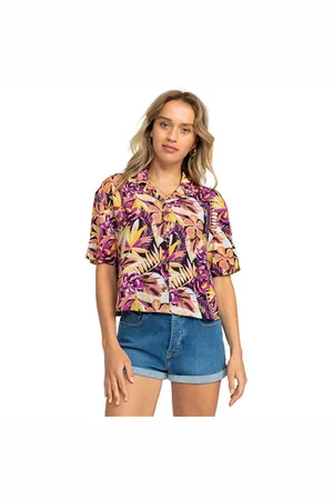 Roxy Rad Days Shirt - Anthracite Hot Tropics Apparel - XS