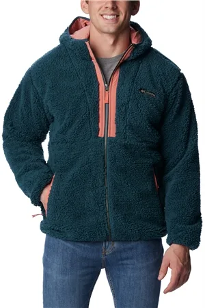 Columbia Backbowl Sherpa Hooded Jacket - Night Wave & Faded Peach - S