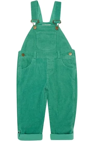 Dotty Dungarees Girls Chunky Bright Dungarees - Emerald - 3-4 YRS