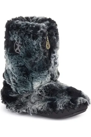 BEDROOM ATHLETICS Cole Luxury Faux Fur Slipper Boots - Wolf - UK 5-6 (EU 38-39)