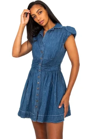 Free People Chester Denim Mini Dress - Montauk Wash - M