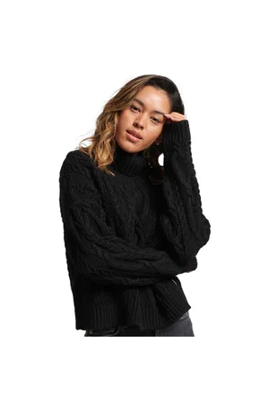 Superdry Cable Knit Polo Neck Jumper - - UK 10