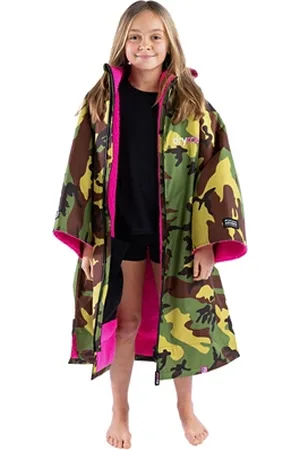 Dryrobe Kids Advance Short Sleeved - Camo & Pink - 10-13 YRS
