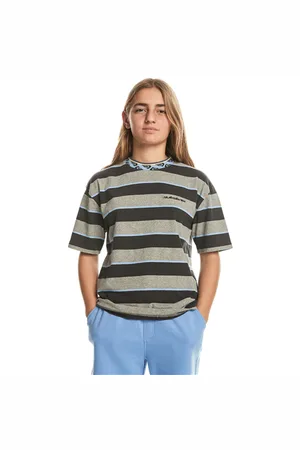 Quiksilver Boys Stripe T-Shirt - Tarmac Stripe - 8 YRS