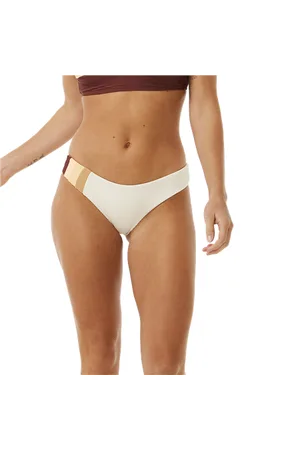 Rip Curl Block Party Spliced Cheeky Hip Bikini Bottoms - Bone - XS
