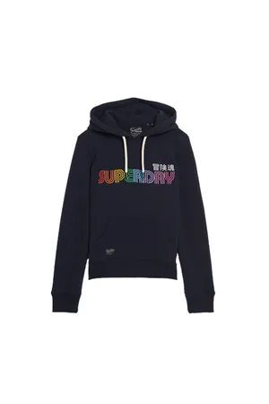 Superdry Rainbow Logo Graphic Hoody - Darkest Navy - UK 8
