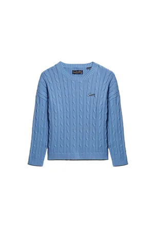 Superdry Vintage Dropped Shoulder Cable Jumper - Pale - UK 8