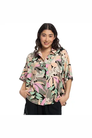 Roxy Beach Nostalgia Shirt - Anthracite Palm - XS