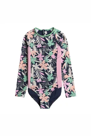 Roxy Girls Ilacabo Long Sleeve Print Swimsuit - Naval Academy & Ilacabo - 10 YRS