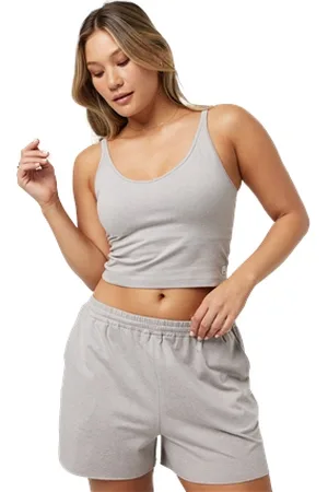 vuori Halo Performance Crop Top - Soft Pewter Heather - XS