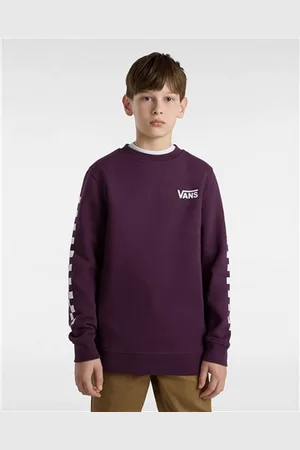 Vans Boys Exposition Check Crew Sweatshirt - Blackberry Wine - S